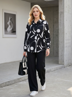 Women's Geometric Print V-Neck Blouse