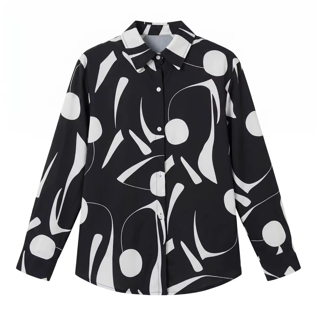 Women's Geometric Print V-Neck Blouse