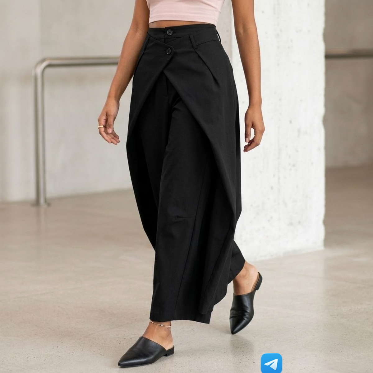 Women's High-Waisted Wide-Leg Wrap Trousers