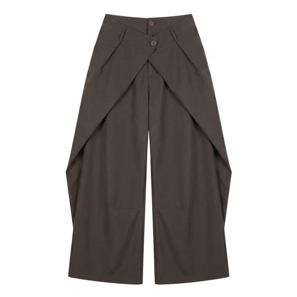 Women's High-Waisted Wide-Leg Wrap Trousers