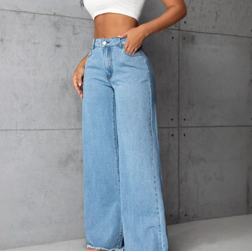 Washed High-Waisted Jeans