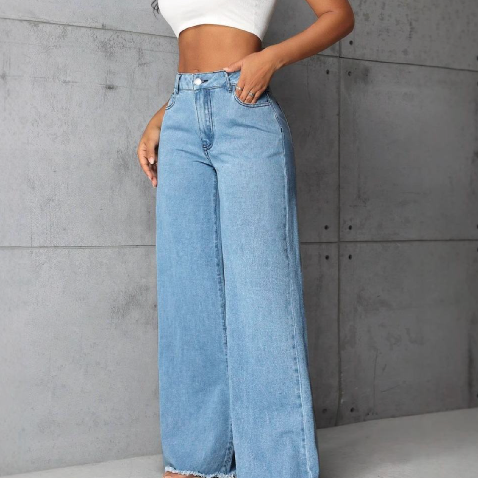 Washed High-Waisted Jeans