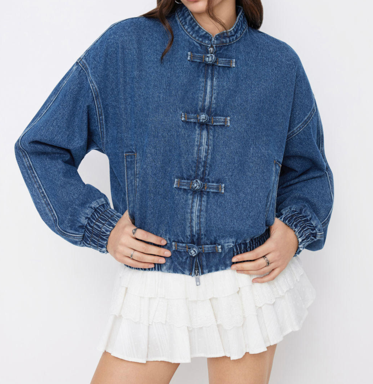 Women's Vintage Denim Bomber Jacket