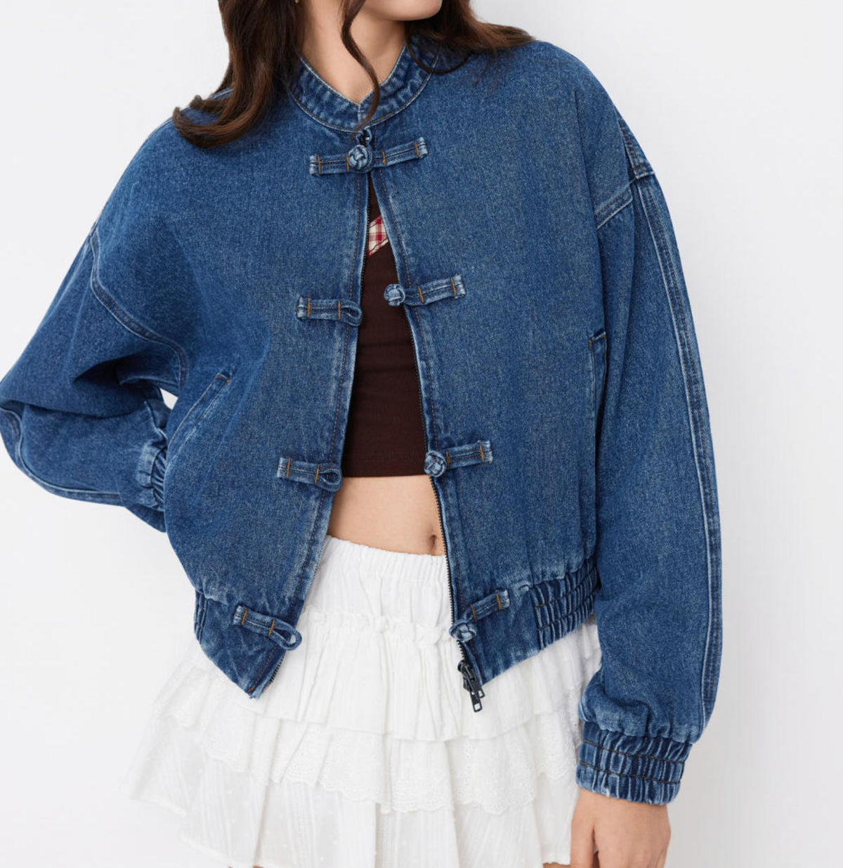 Women's Vintage Denim Bomber Jacket