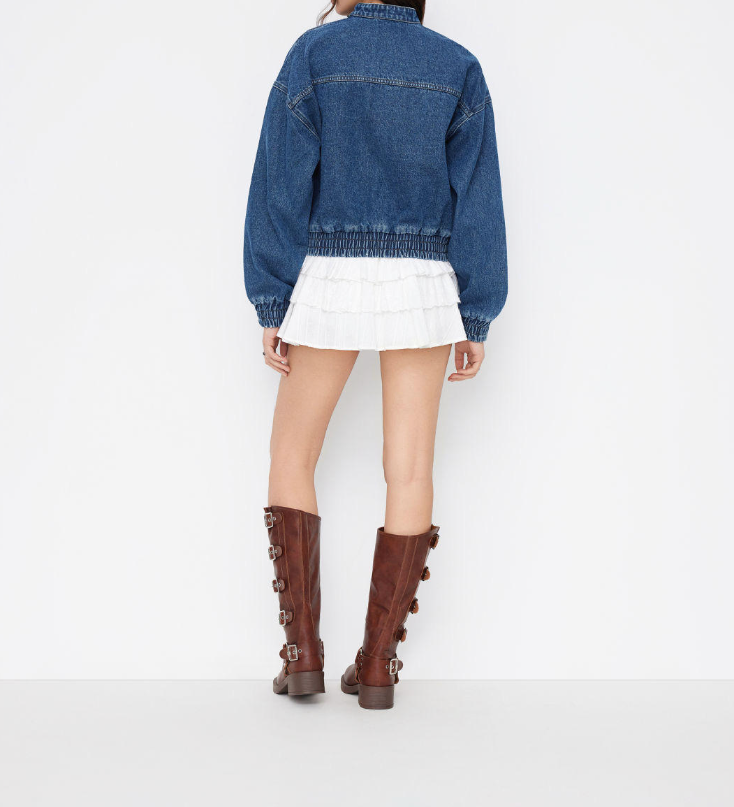 Women's Vintage Denim Bomber Jacket