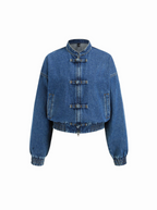 Women's Vintage Denim Bomber Jacket